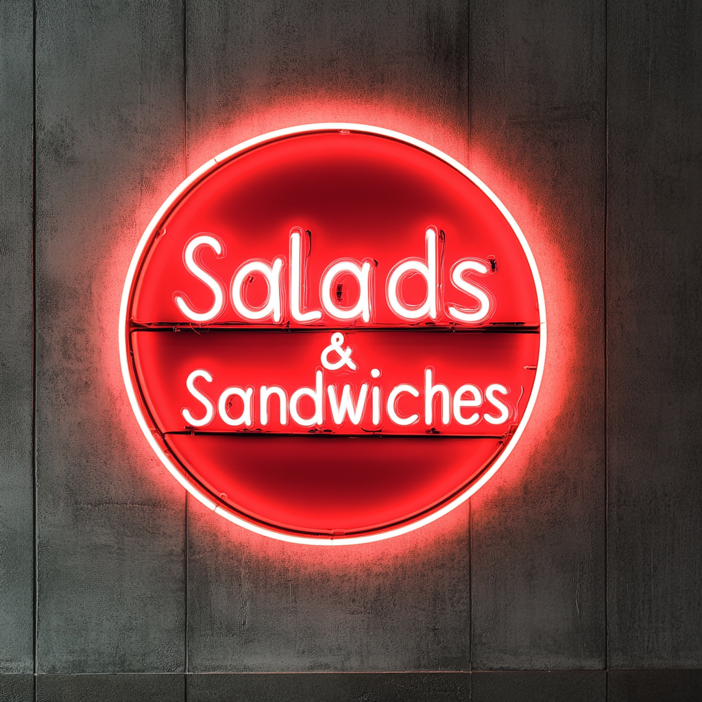 "Salads & Sandwiches" - Red Neon Sign, 24 Inches