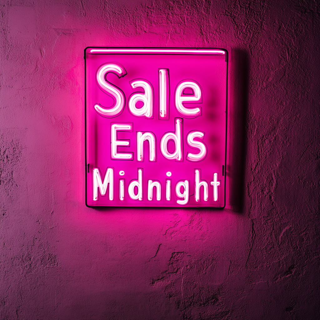 "Sale Ends Midnight" - Pink Neon Sign, 18 Inches