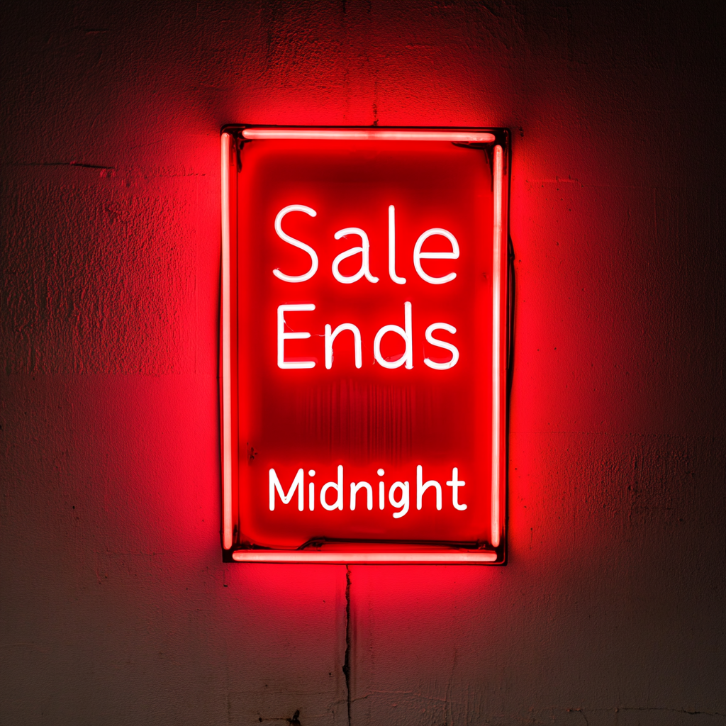 "Sale Ends Midnight" - Red Neon Sign, 18 Inches