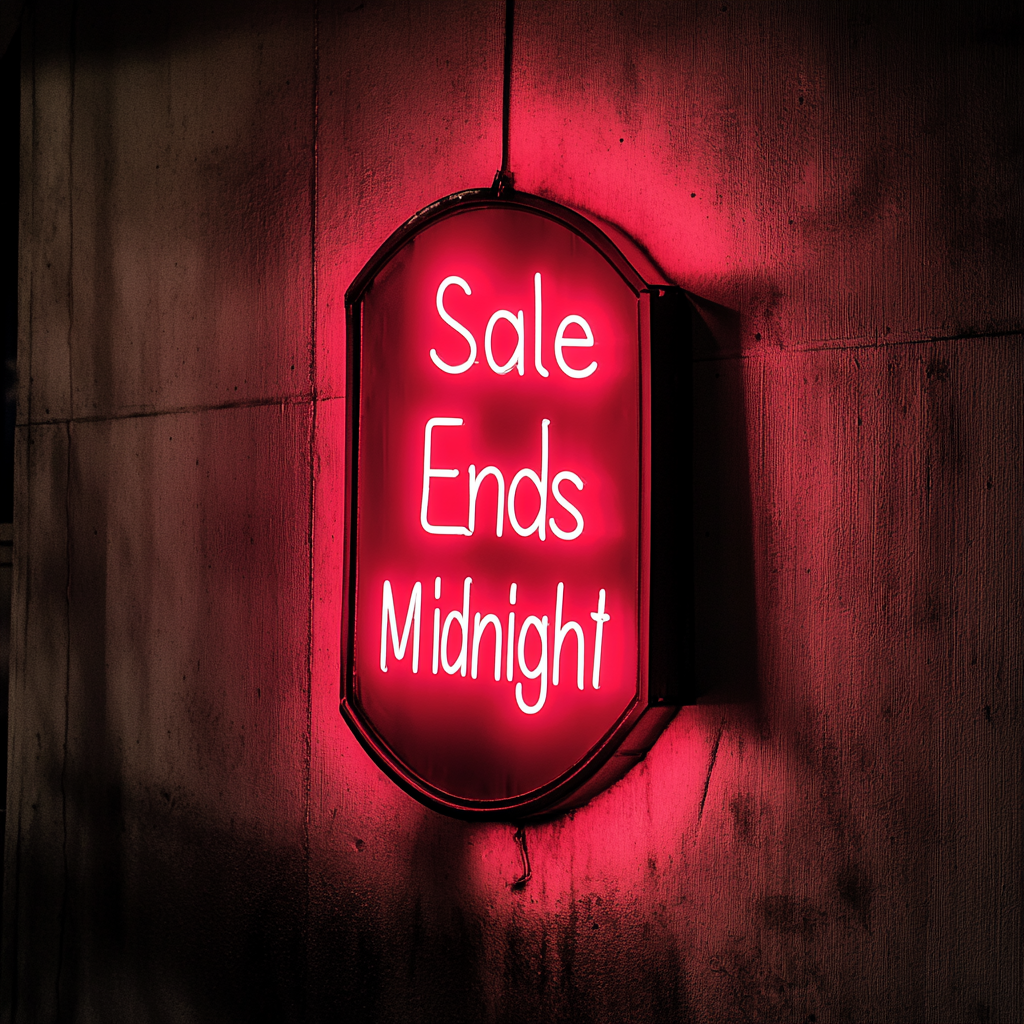 "Sale Ends Midnight" - Red Neon Sign, 18 Inches