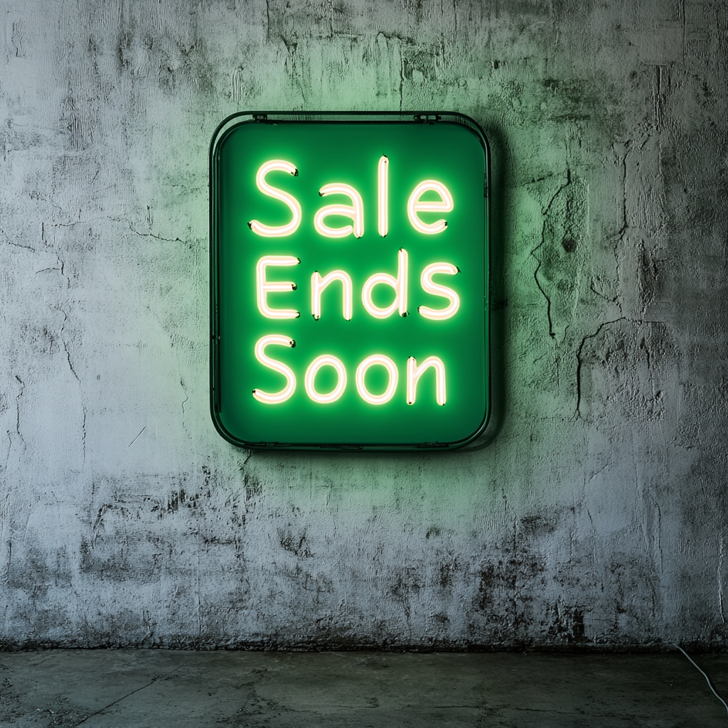 "Sale Ends Soon" - Green Neon Sign, 24 Inches