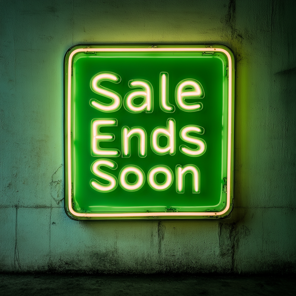 "Sale Ends Soon" - Green Neon Sign, 24 Inches