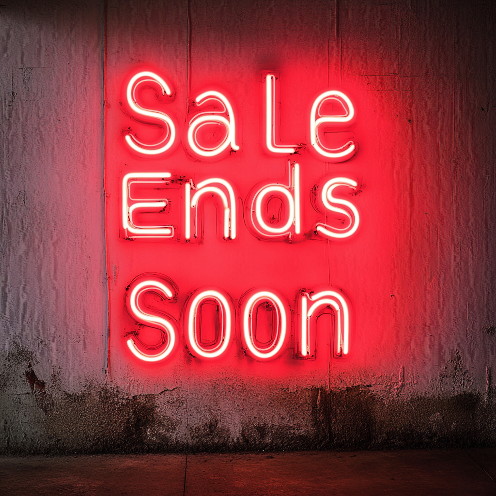 "Sale Ends Soon" - Red Neon Sign, 24 Inches