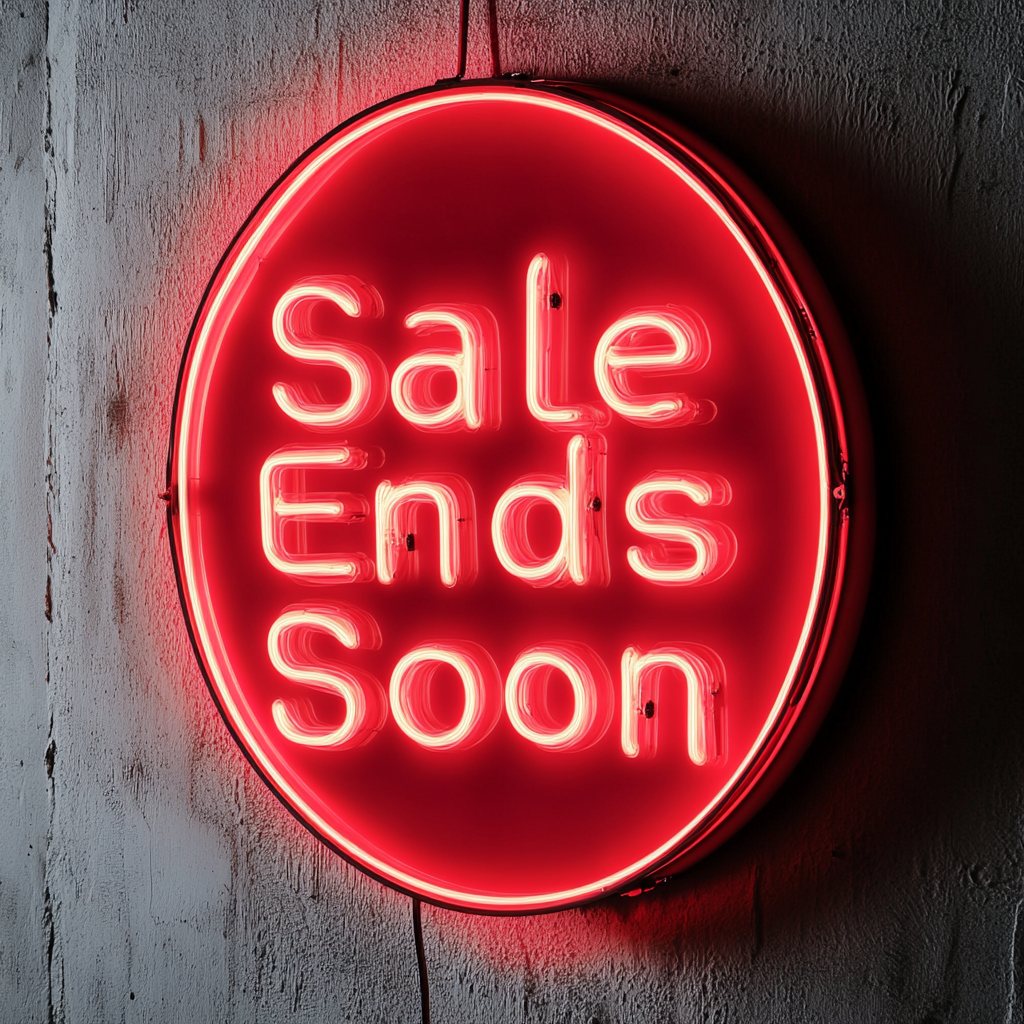 "Sale Ends Soon" - Red Neon Sign, 24 Inches
