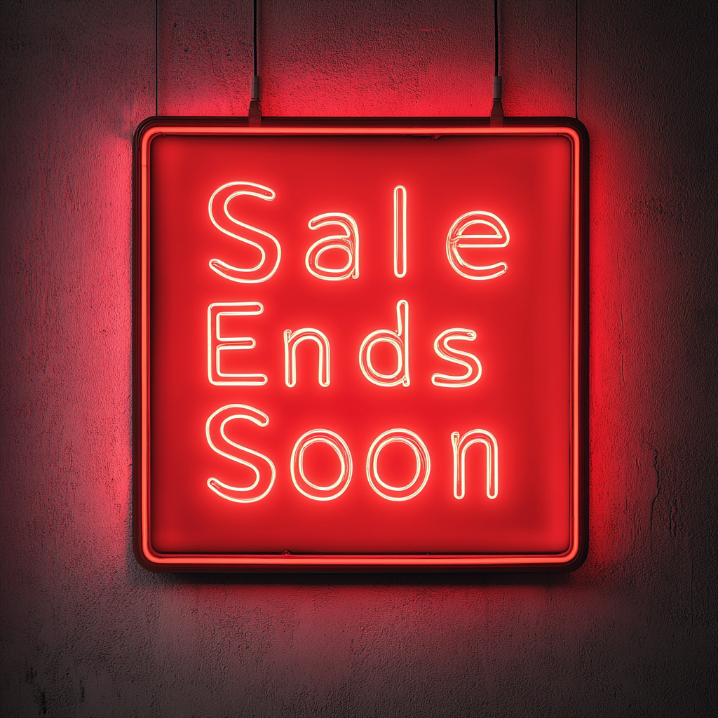"Sale Ends Soon" - Red Neon Sign, 24 Inches