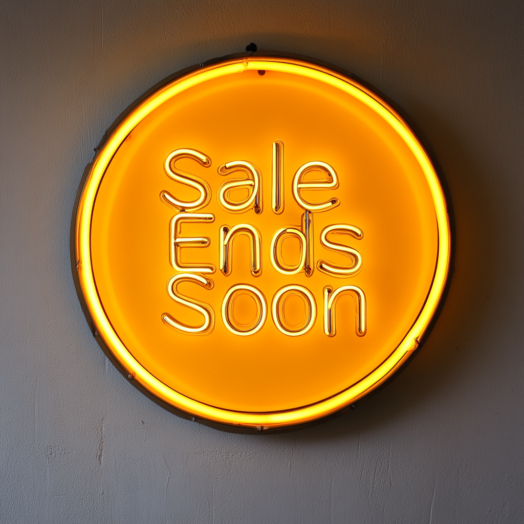 "Sale Ends Soon" - Yellow Neon Sign, 24 Inches
