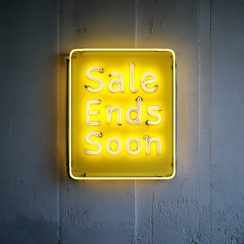 "Sale Ends Soon" - Yellow Neon Sign, 24 Inches