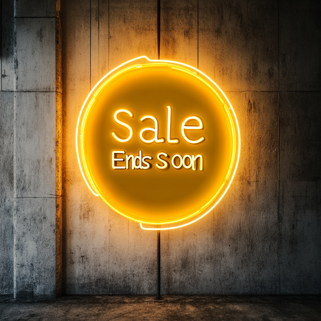 "Sale Ends Soon" - Yellow Neon Sign, 24 Inches