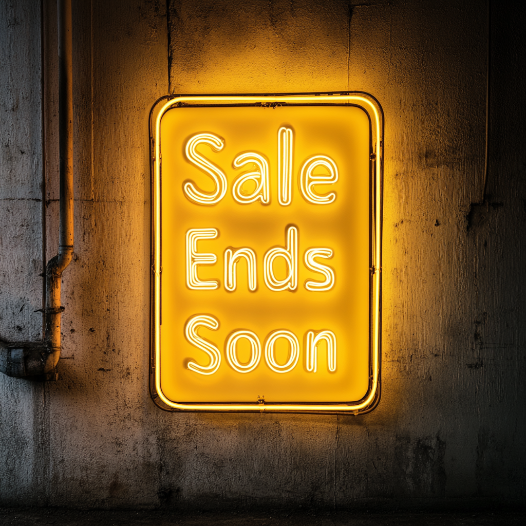 "Sale Ends Soon" - Yellow Neon Sign, 24 Inches
