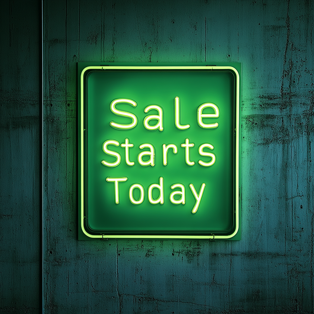 "Sale Starts Today" - Green Neon Sign, 24 Inches