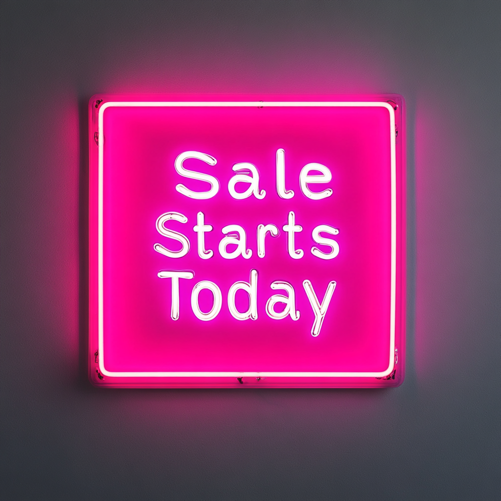 "Sale Starts Today" - Pink Neon Sign, 24 Inches