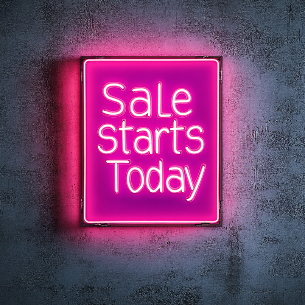 "Sale Starts Today" - Pink Neon Sign, 24 Inches