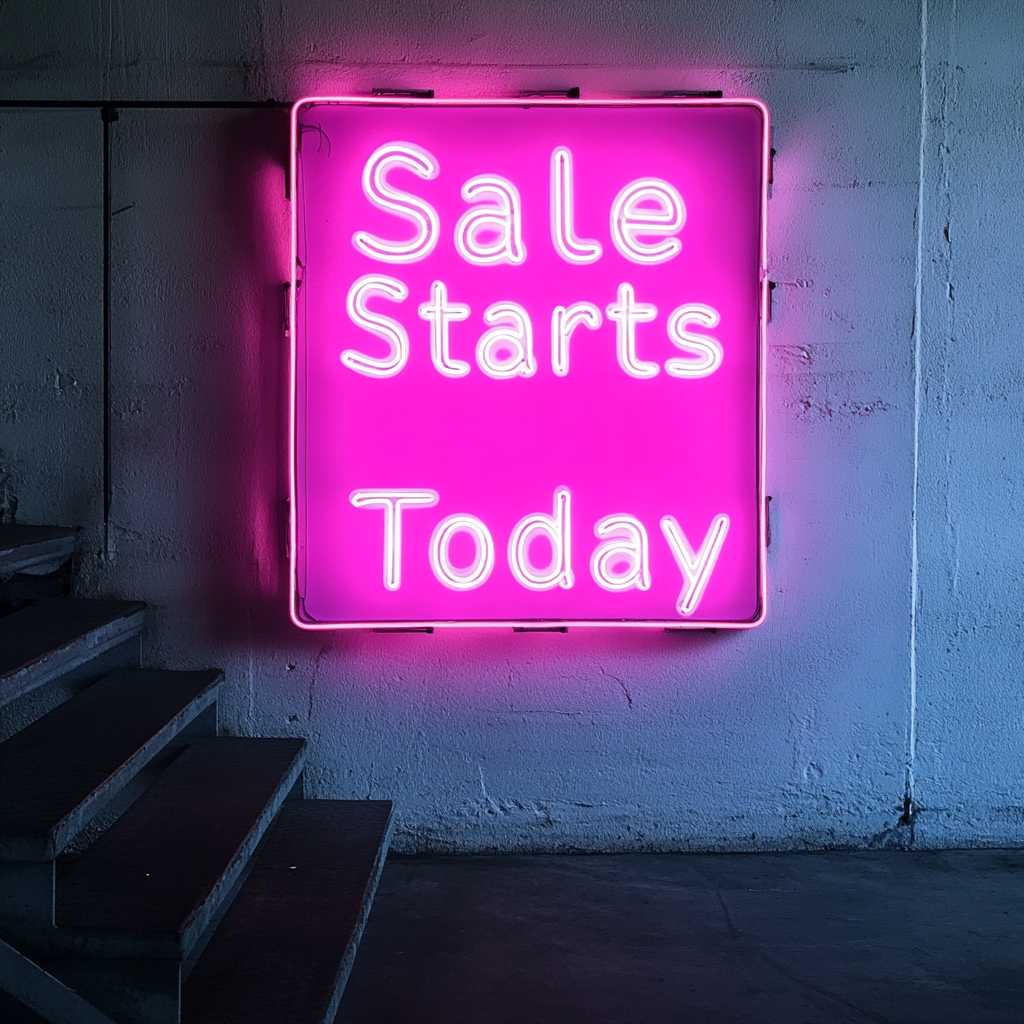 "Sale Starts Today" - Pink Neon Sign, 24 Inches