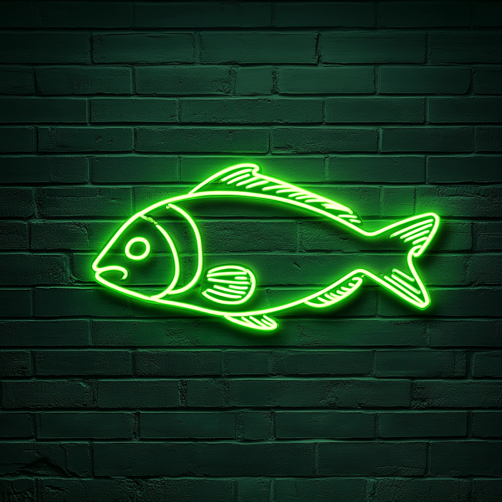 Salmon Fillet with Lemon - Green Neon Sign, 18 Inches