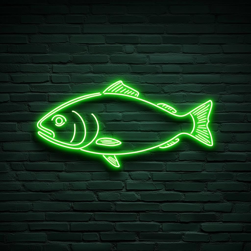 Salmon Fillet with Lemon - Green Neon Sign, 18 Inches