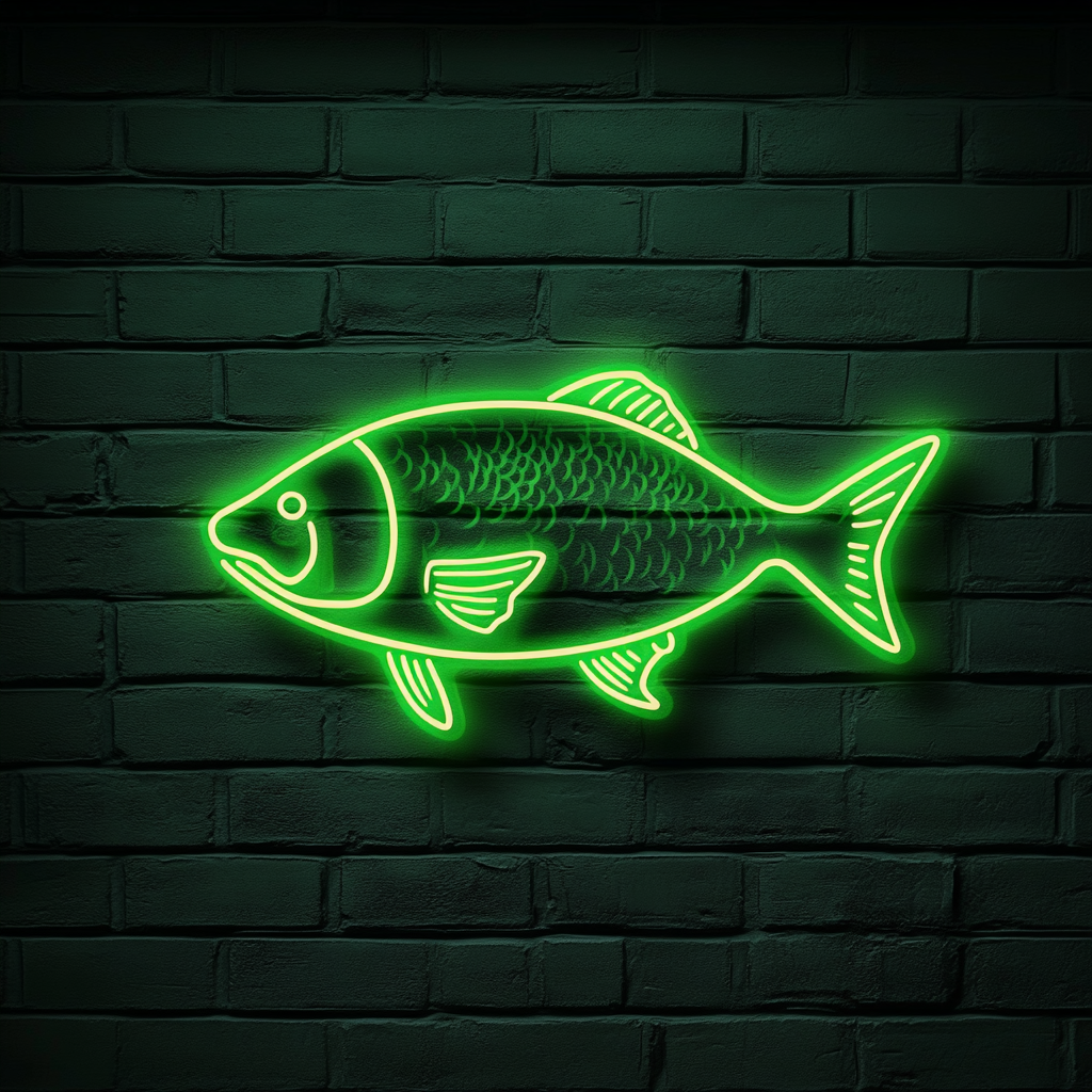 Salmon Fillet with Lemon - Green Neon Sign, 24 Inches