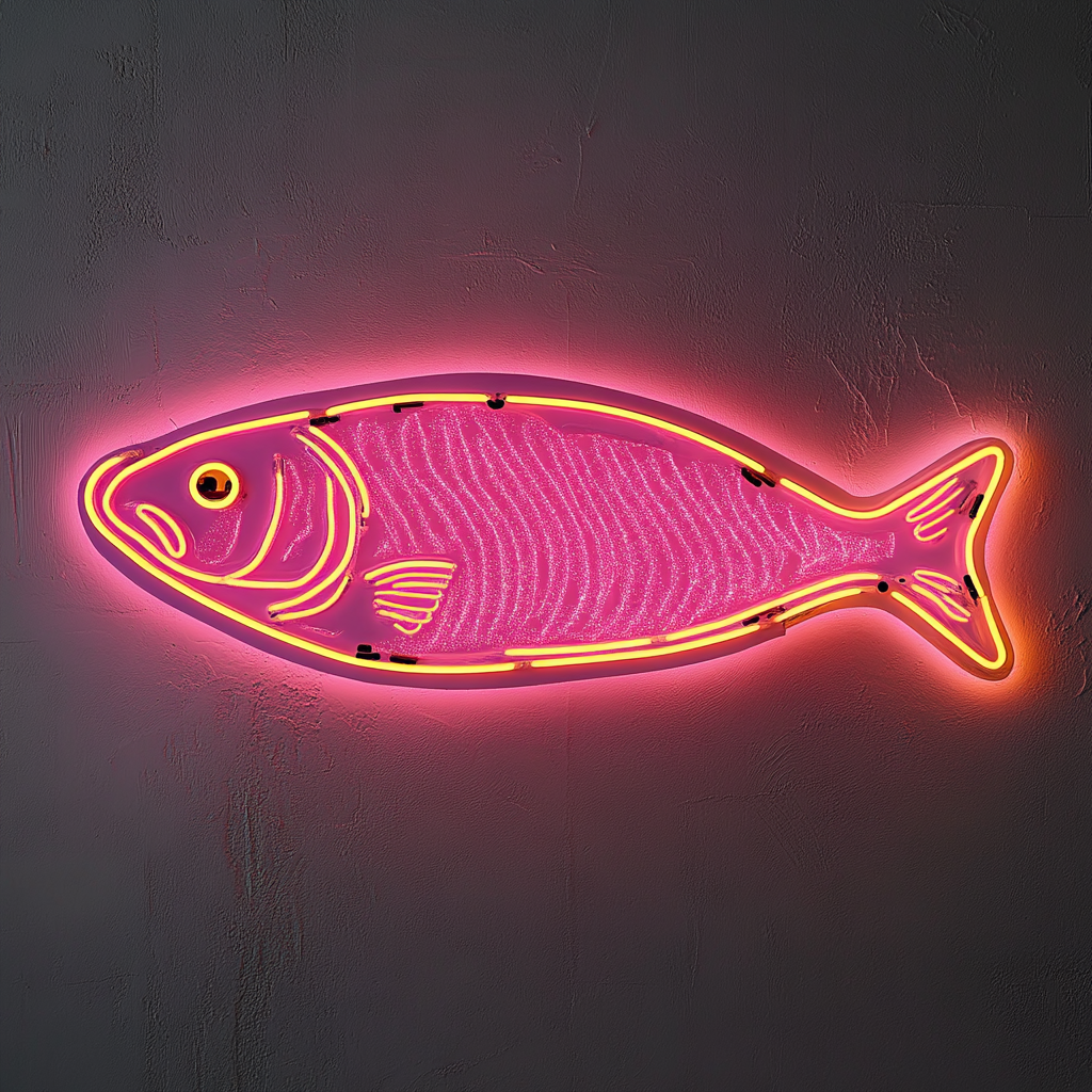 Salmon Fillet with Lemon - Pink Neon Sign, 24 Inches
