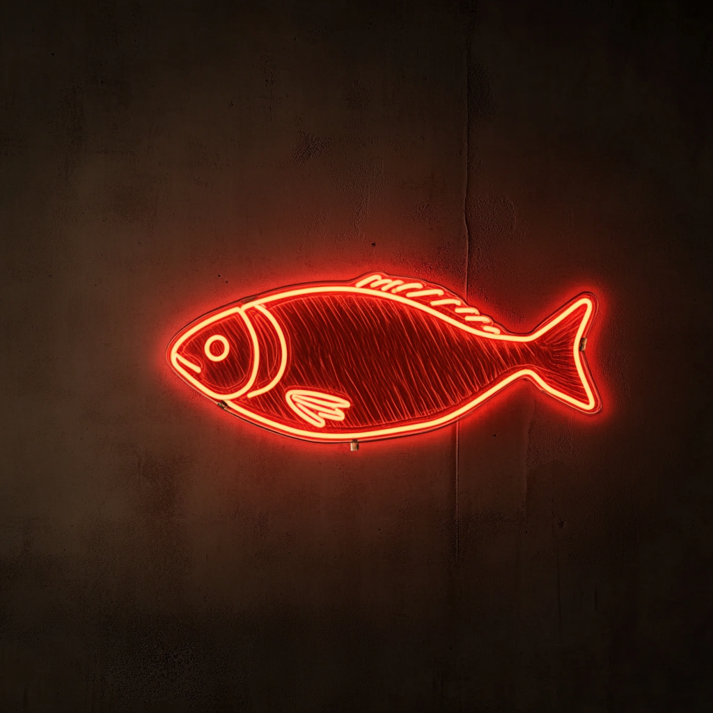 Salmon Fillet with Lemon - Red Neon Sign, 18 Inches