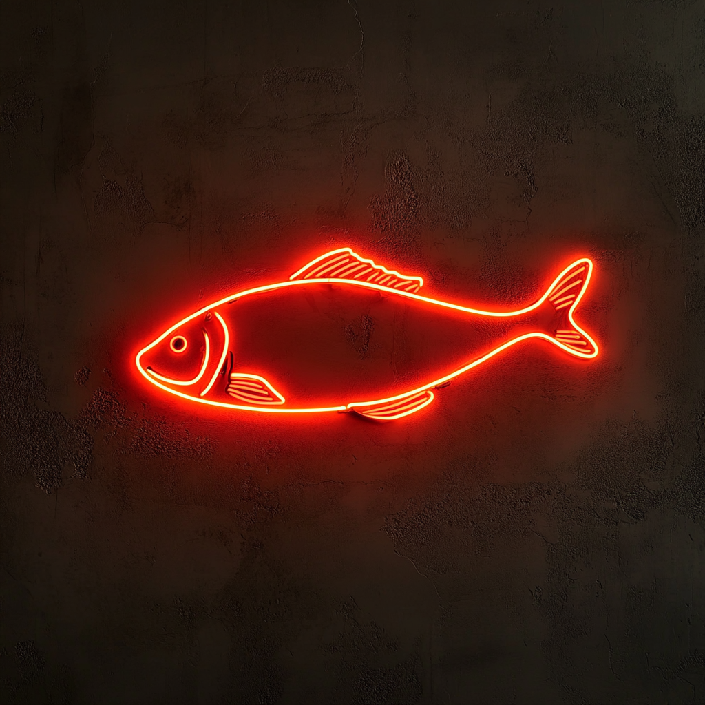 Salmon Fillet with Lemon - Red Neon Sign, 18 Inches