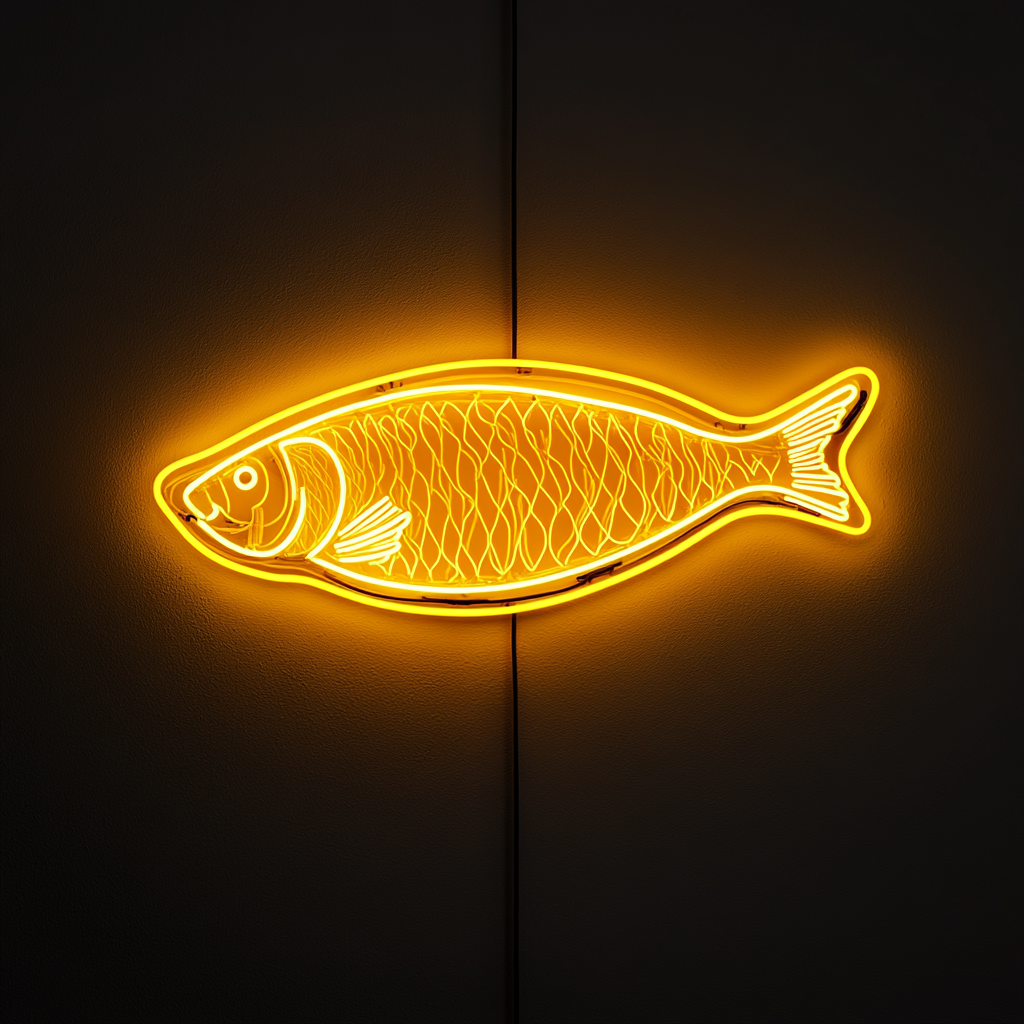 Salmon Fillet with Lemon - Yellow Neon Sign, 18 Inches