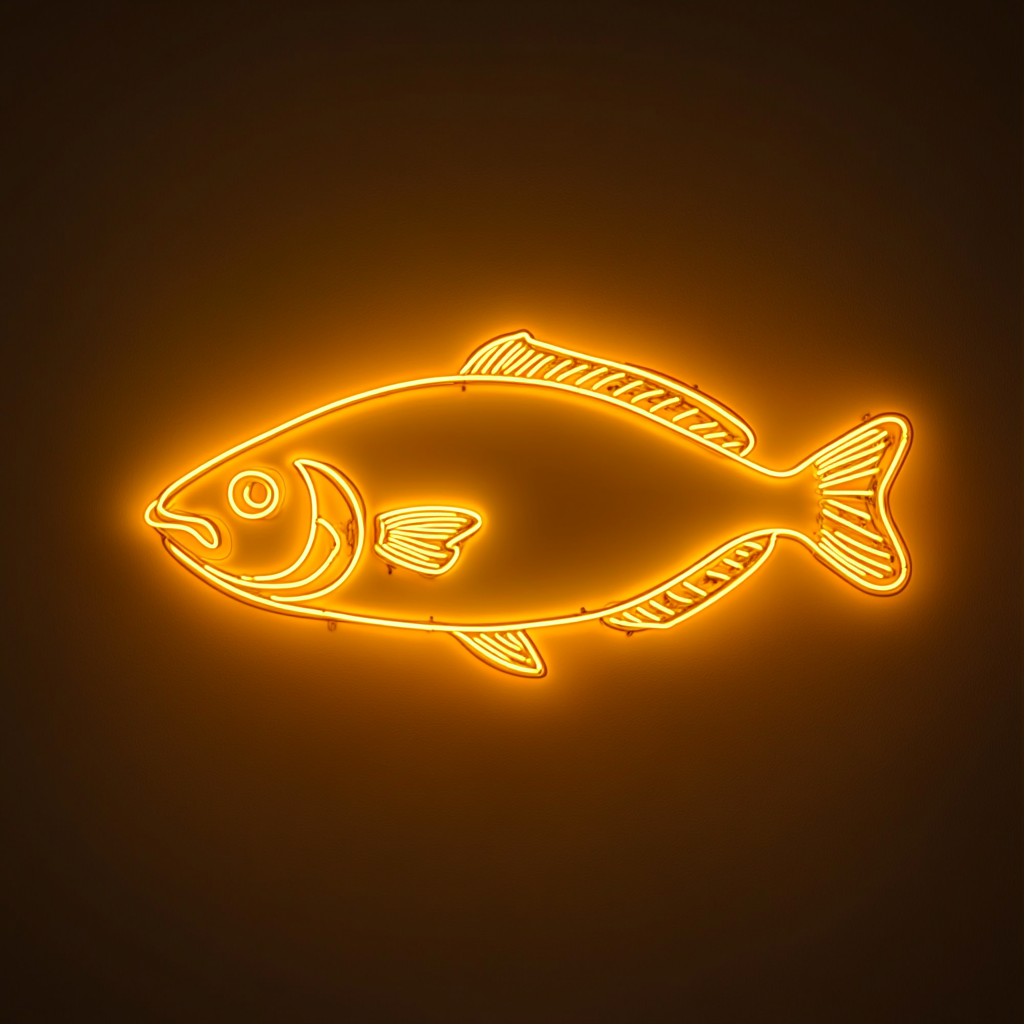 Salmon Fillet with Lemon - Yellow Neon Sign, 24 Inches