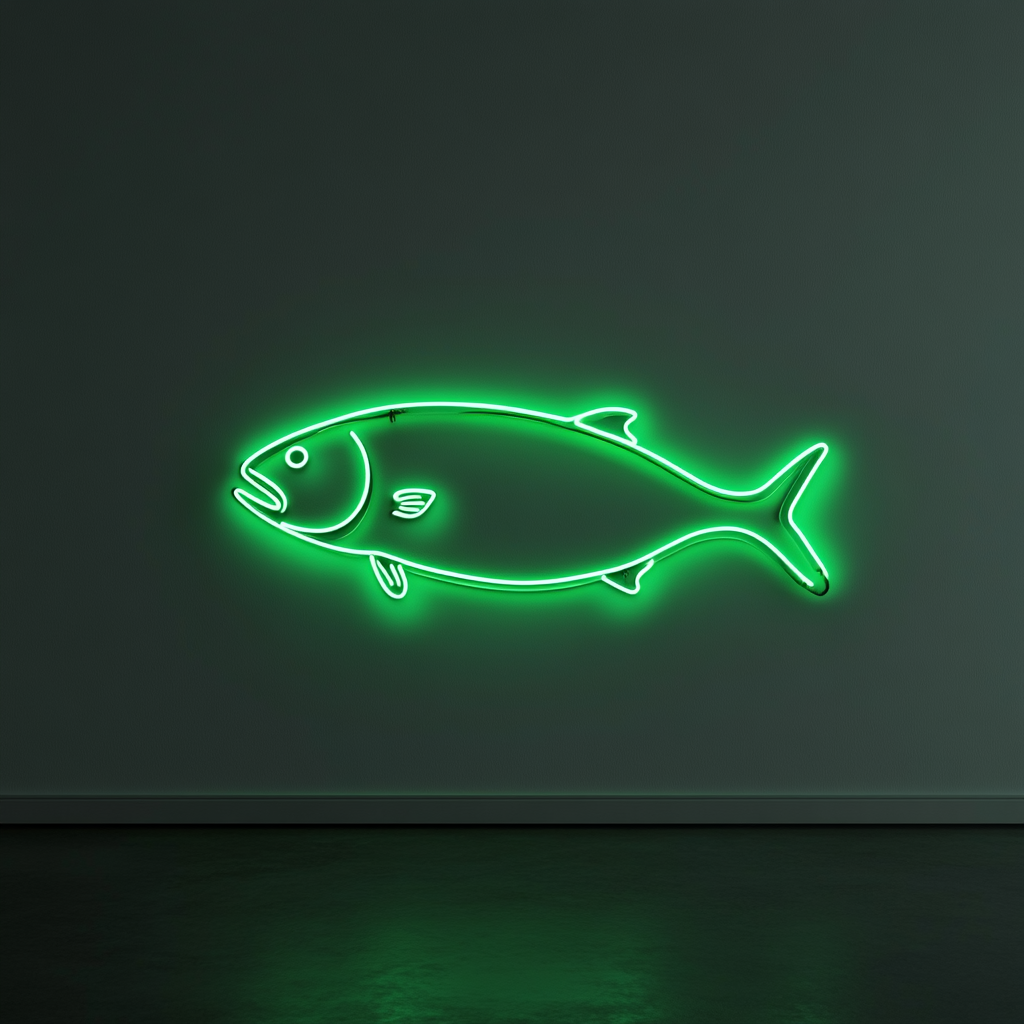Salmon Steak - Green Neon Sign, 24 Inches