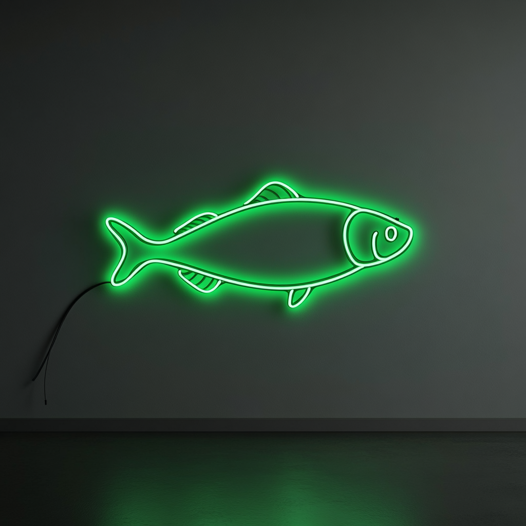 Salmon Steak - Green Neon Sign, 24 Inches
