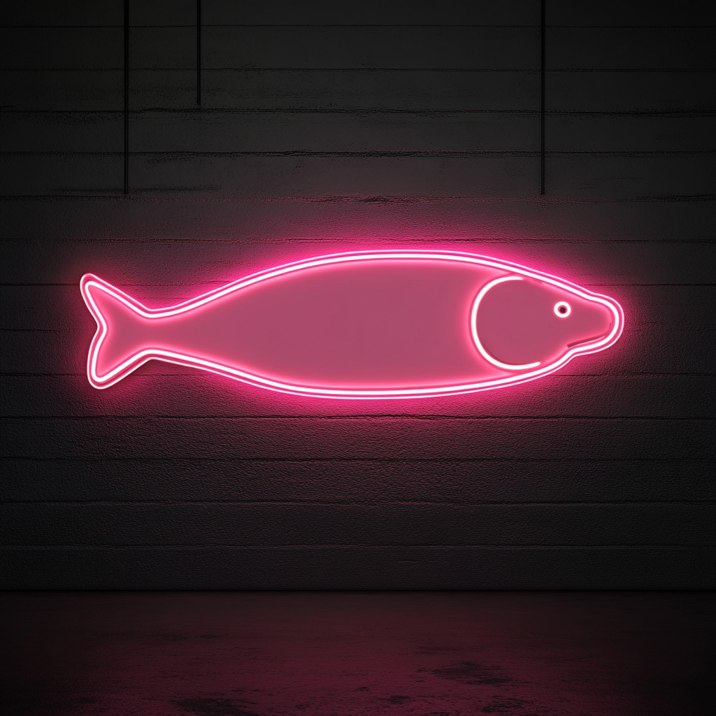 Salmon Steak - Pink Neon Sign, 18 Inches