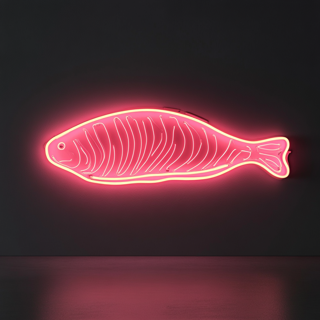 Salmon Steak - Pink Neon Sign, 24 Inches
