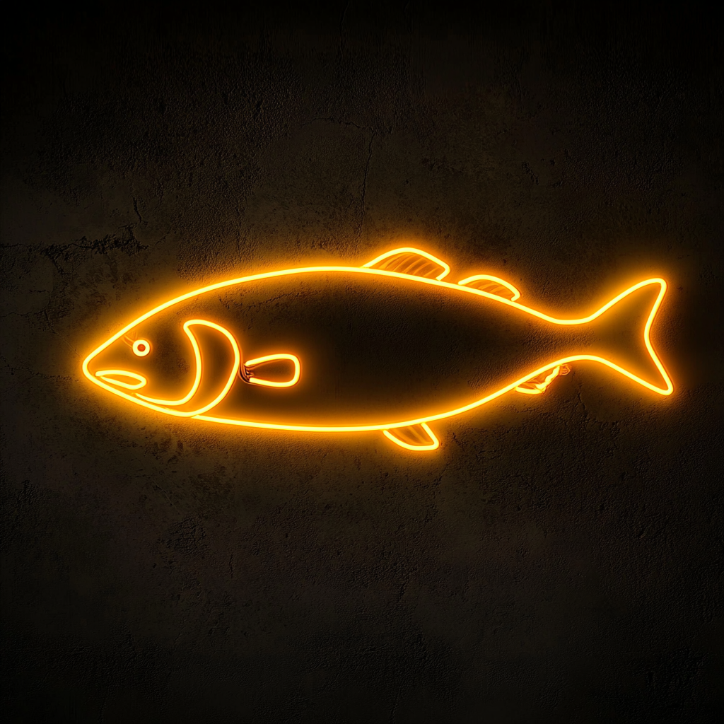 Salmon Steak - Yellow Neon Sign, 18 Inches