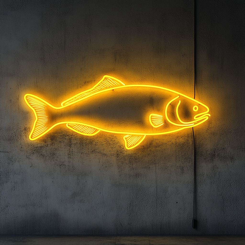 Salmon Steak - Yellow Neon Sign, 18 Inches