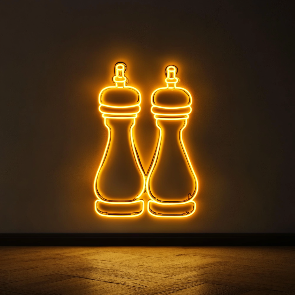 Salt and Pepper Grinders - Yellow Neon Sign, 24 Inches