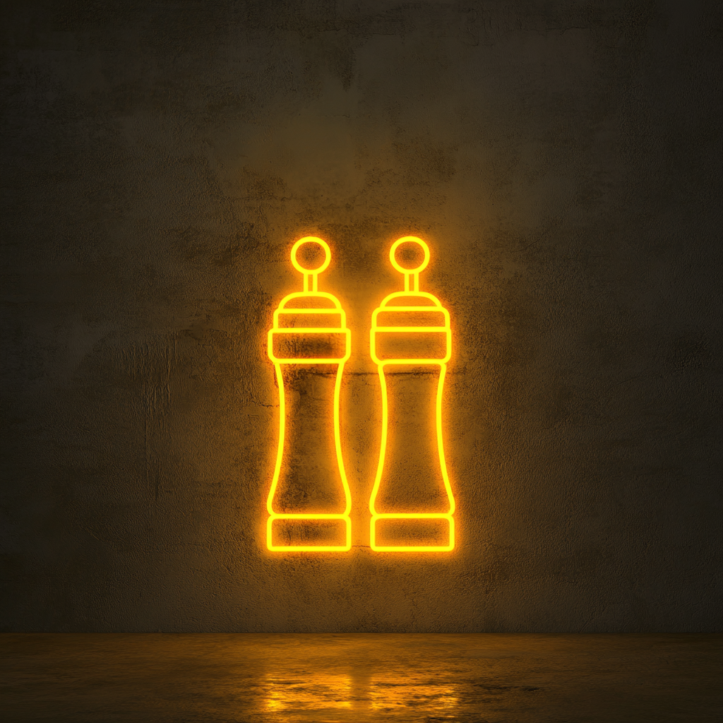Salt and Pepper Grinders - Yellow Neon Sign, 18 Inches