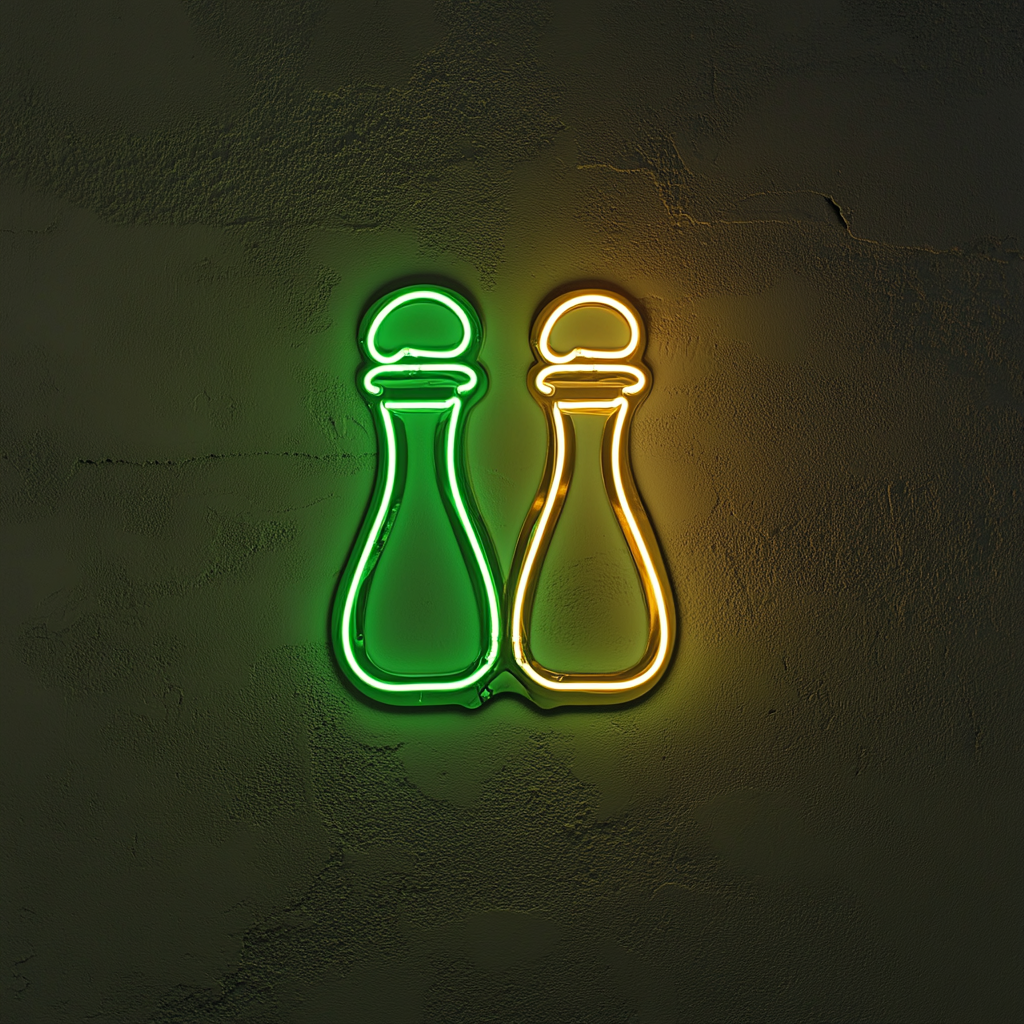 Salt and Pepper Shakers - Green Neon Sign, 24 Inches