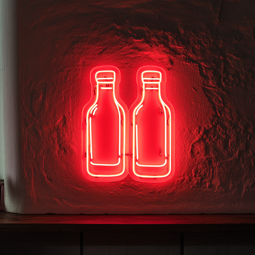 Salt and Pepper Shakers - Red Neon Sign, 24 Inches