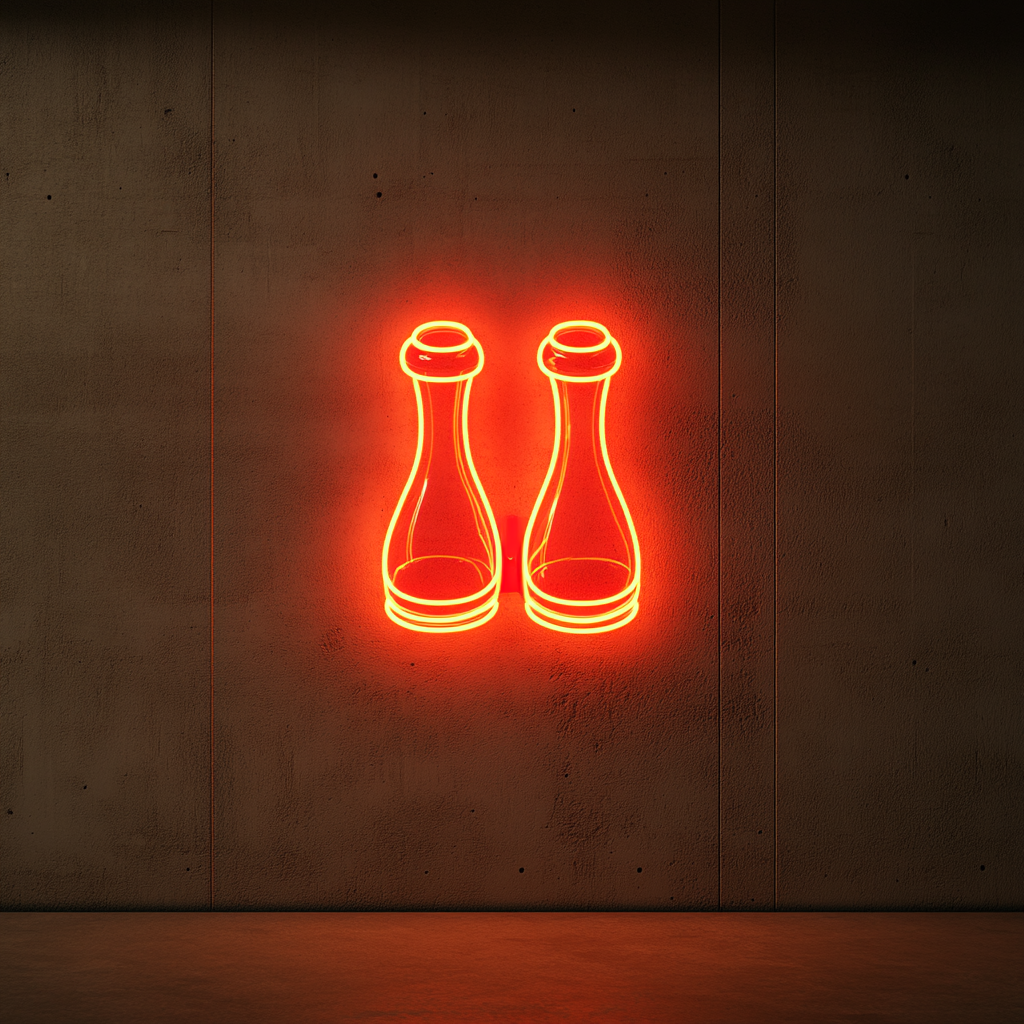 Salt and Pepper Shakers - Red Neon Sign, 18 Inches