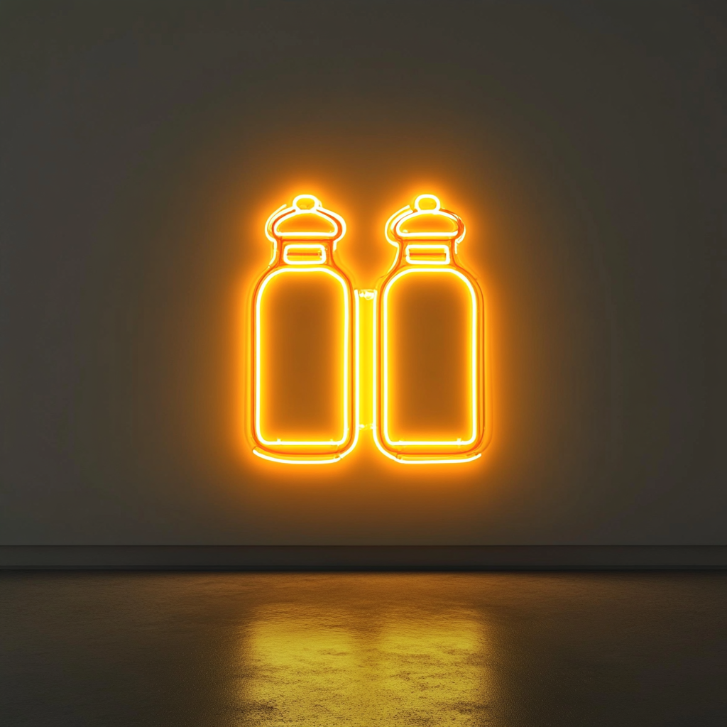 Salt and Pepper Shakers - Yellow Neon Sign, 18 Inches