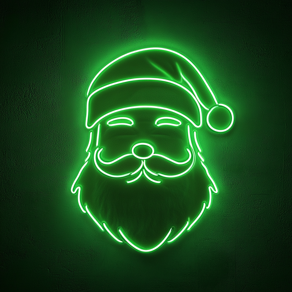 Santa - Green Neon Sign, 24 Inches