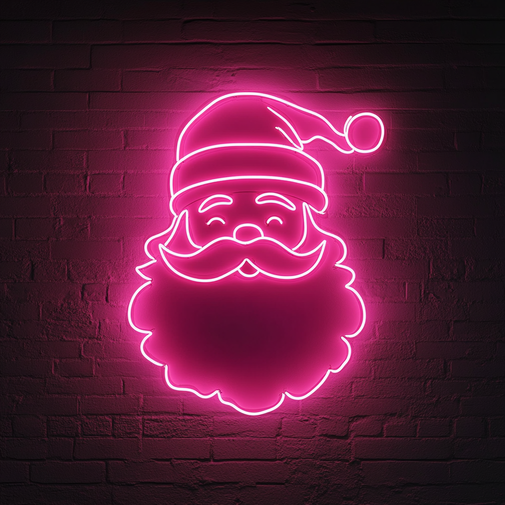 Santa - Pink Neon Sign, 24 Inches