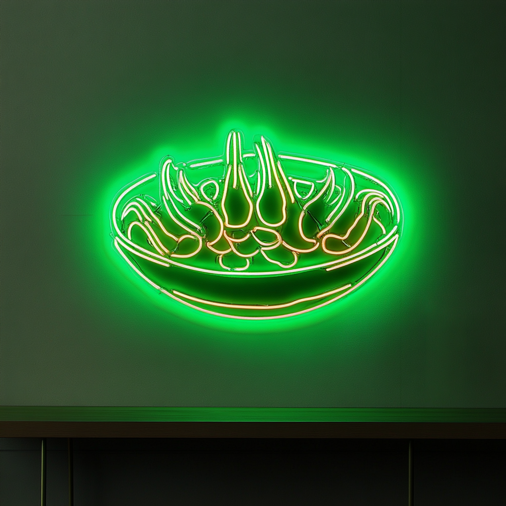 Seafood Platter - Green Neon Sign, 18 Inches