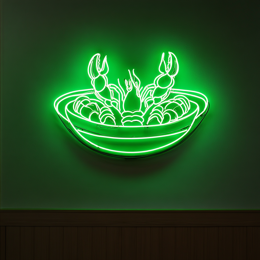 Seafood Platter - Green Neon Sign, 18 Inches