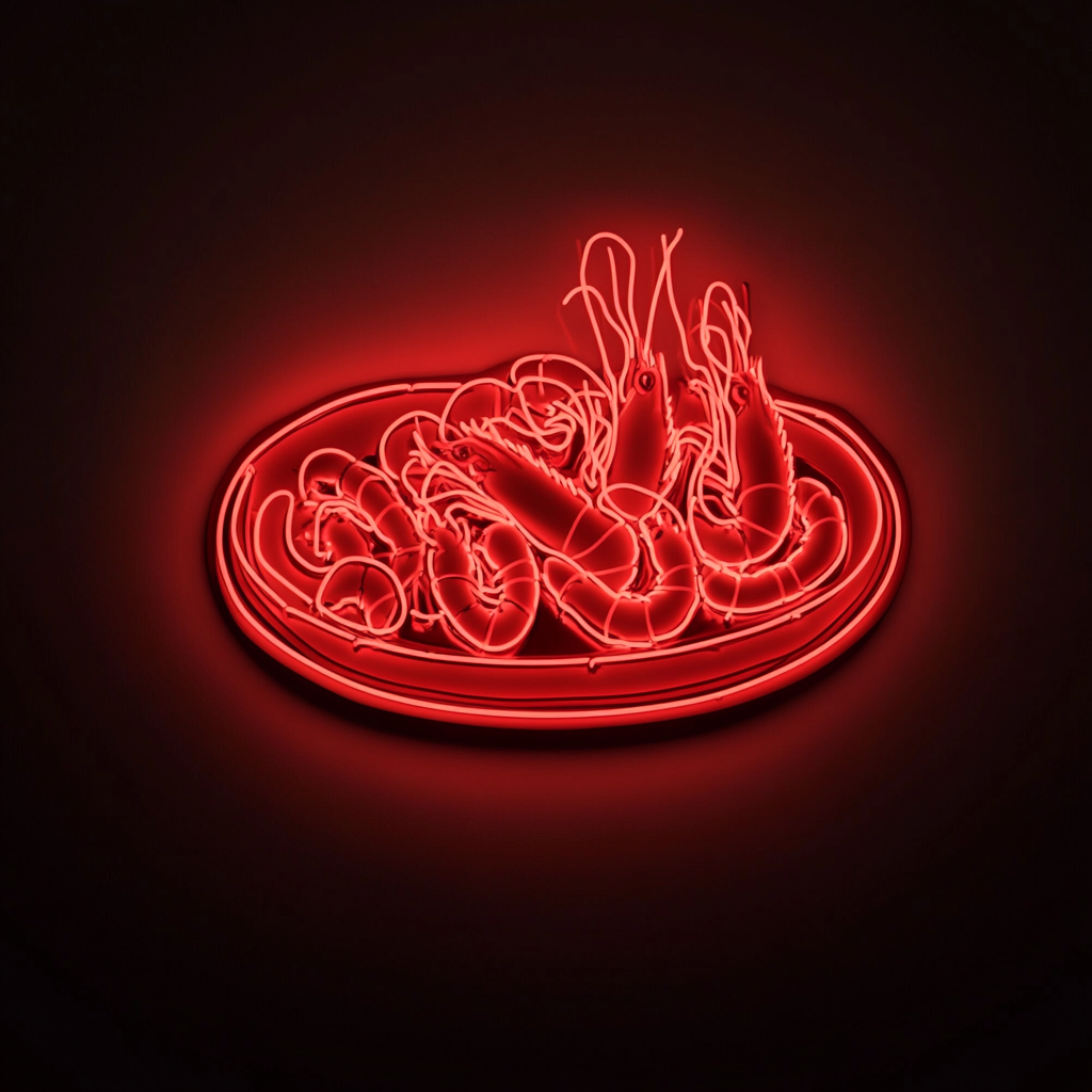 Seafood Platter - Red Neon Sign, 18 Inches