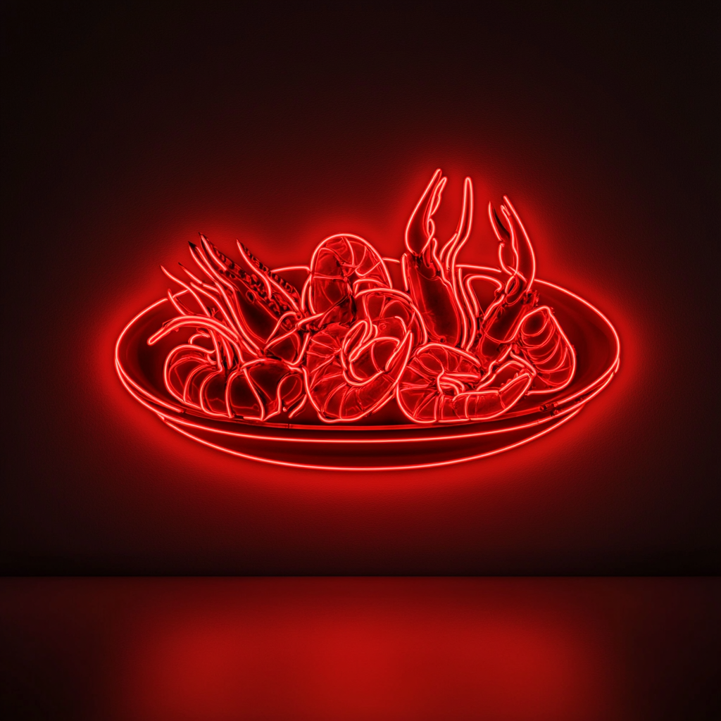 Seafood Platter - Red Neon Sign, 24 Inches