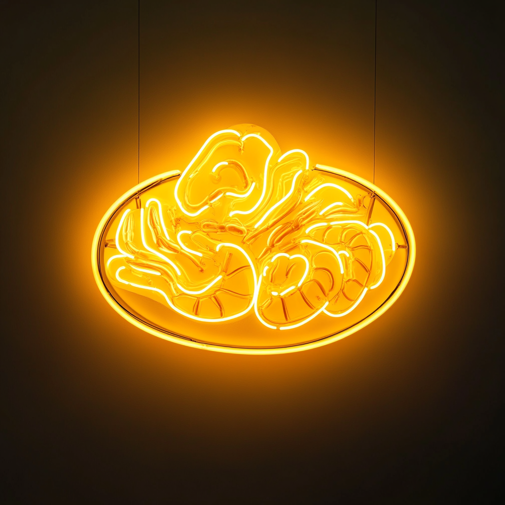 Seafood Platter - Yellow Neon Sign, 18 Inches