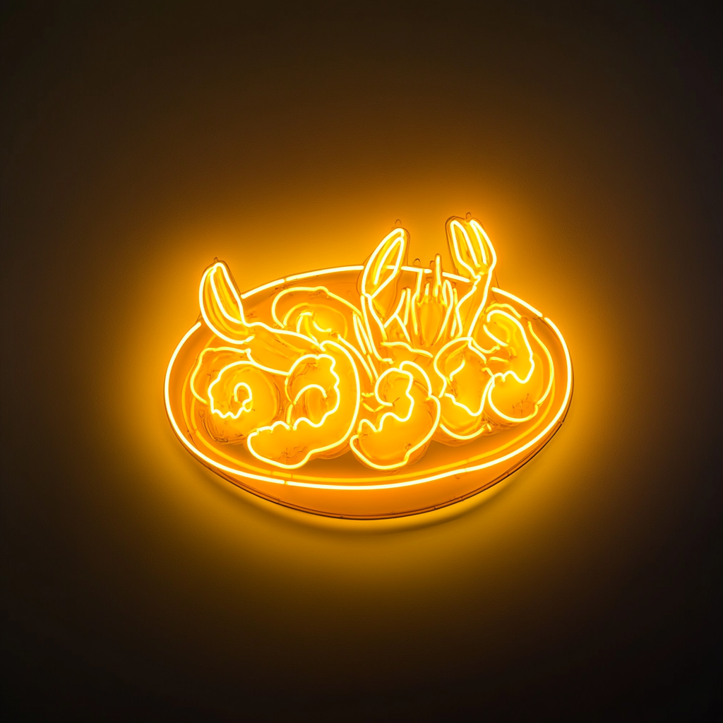 Seafood Platter - Yellow Neon Sign, 24 Inches