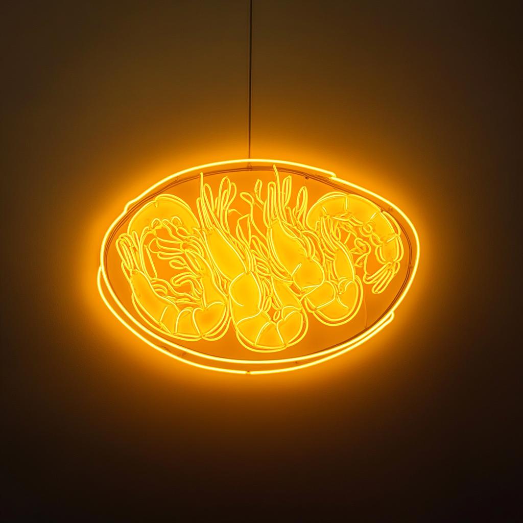 Seafood Platter - Yellow Neon Sign, 24 Inches