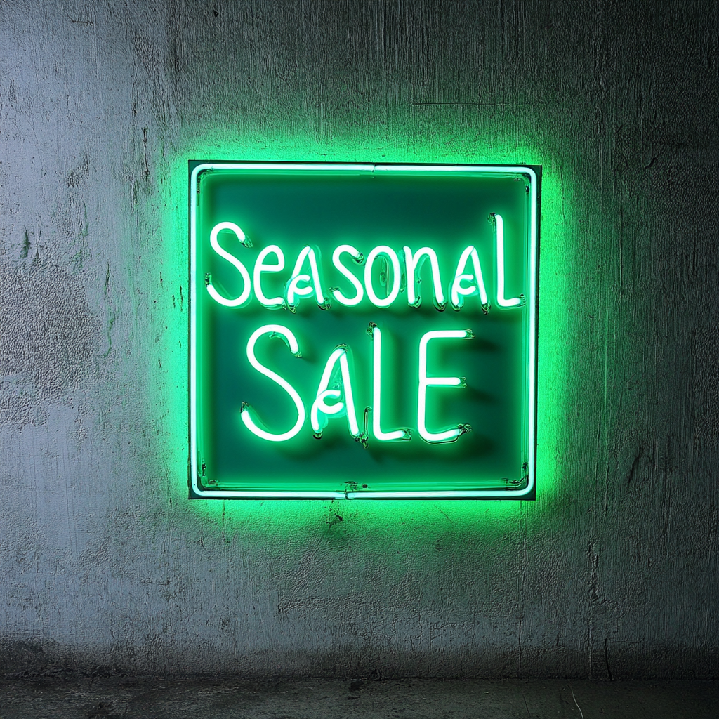 "Seasonal Sale" - Green Neon Sign, 24 Inches
