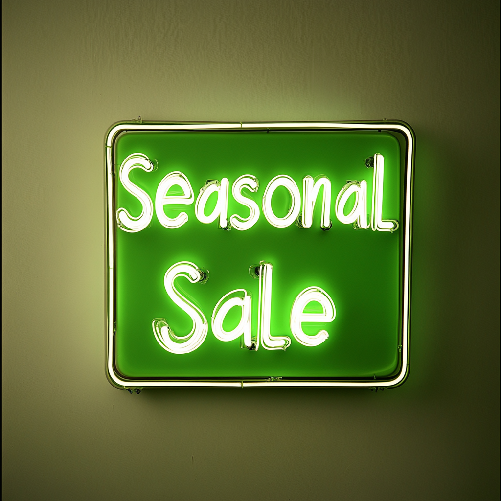 "Seasonal Sale" - Green Neon Sign, 24 Inches