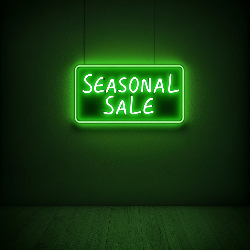 "Seasonal Sale" - Green Neon Sign, 24 Inches
