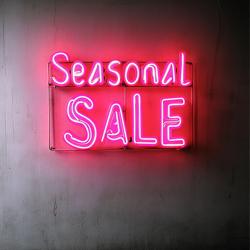 "Seasonal Sale" - Pink Neon Sign, 24 Inches